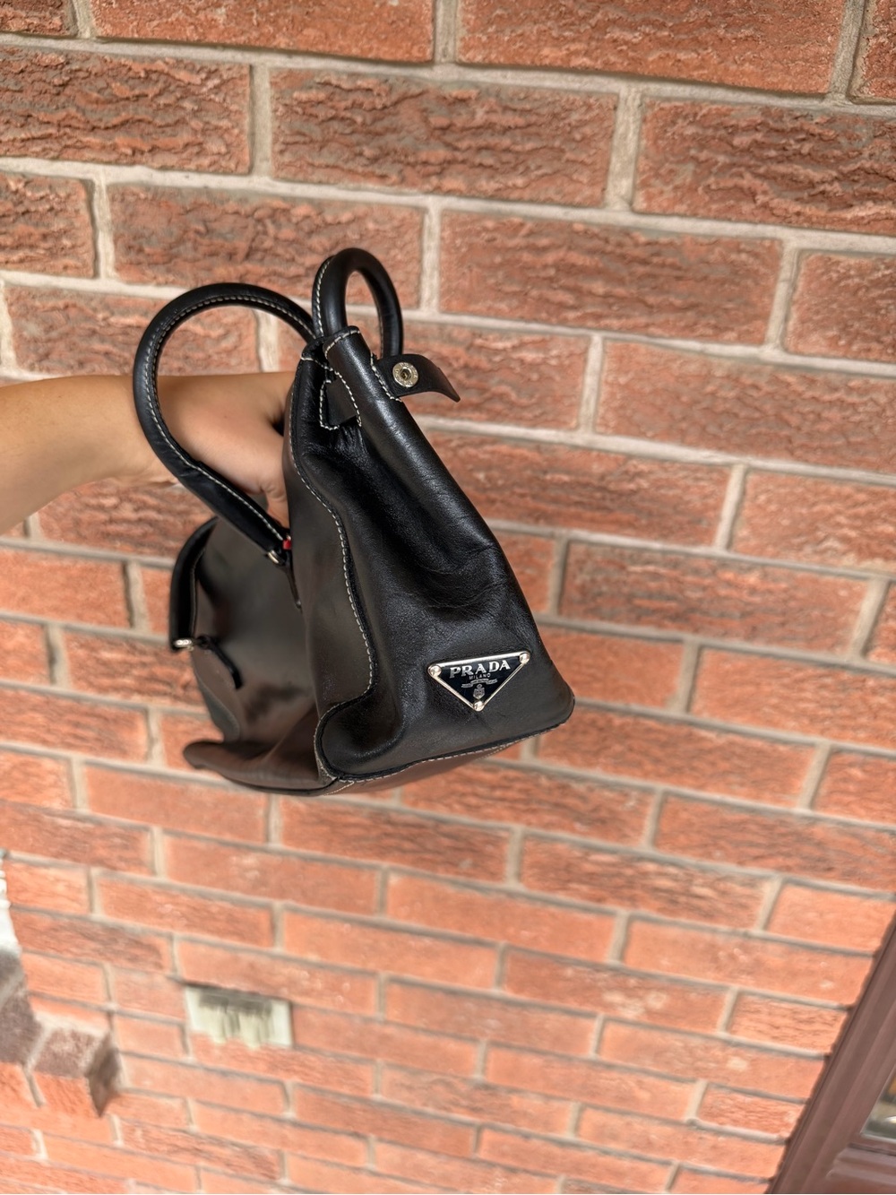 Prada Black Leather Satchel with Silver Hardware - Picture 6 of 7